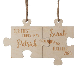 Our First Christmas Together Personalized Wood Ornament Set