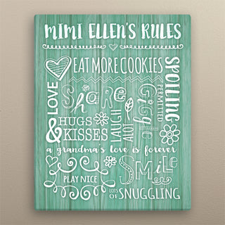 Grandma's Rules Personalized 11x14 Canvas