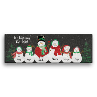 Snow Much Love Personalized 9x27 Canvas--Four Kids