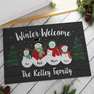 Winter Welcome Personalized Doormat---Two Kids