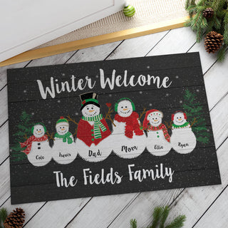 Winter Welcome Personalized Doormat---Four Kids