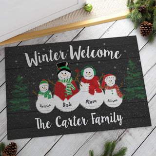 Winter Welcome Personalized Oversized Doormat---Two Kids