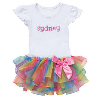 My Name Personalized Rainbow Tutu Shirt