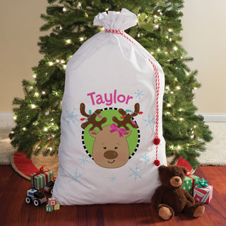 Girl Reindeer Personalized Oversized Santa Sack