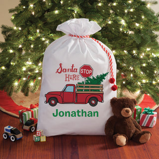 Santa Stop Here Personalized Large Santa Sack