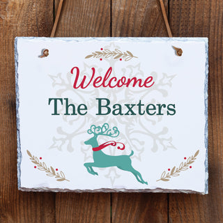 Holiday Welcome Personalized Wall Slate