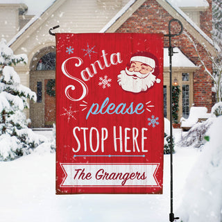 Santa Please Stop Here Personalized Garden Flag