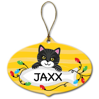 Personalized Ceramic Cat Ornament---Black