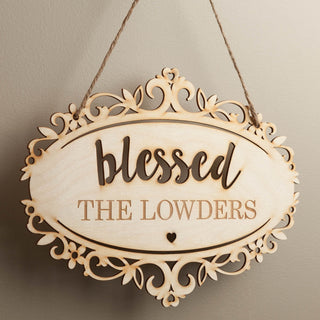 Blessed Personalized Hanging Wood Plaque