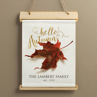 Hello Autumn Personalized Hanging Canvas Banner