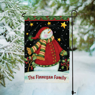 Personalized "Snowman" By Debi Hron Garden Flag