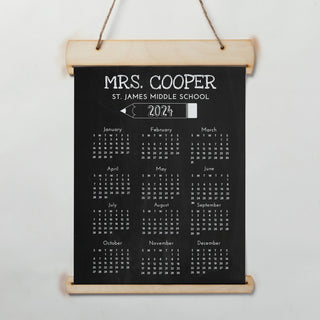 Personalized Chalkboard Calendar Hanging Canvas Banner
