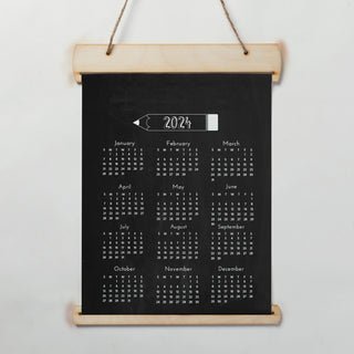 Personalized Chalkboard Calendar Hanging Canvas Banner