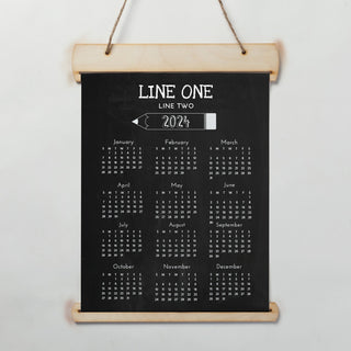 Personalized Chalkboard Calendar Hanging Canvas Banner