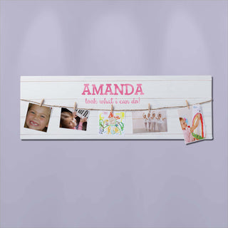 Look What I Can Do Personalized 9x27 Canvas With Photo Clips