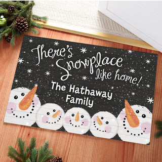 There's Snowplace Like Home Personalized Doormat---Family of Five