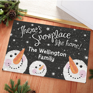 There's Snowplace Like Home Personalized Doormat---Family of Three