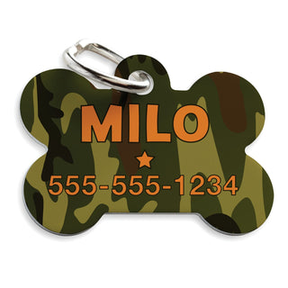 Green camo pet tag