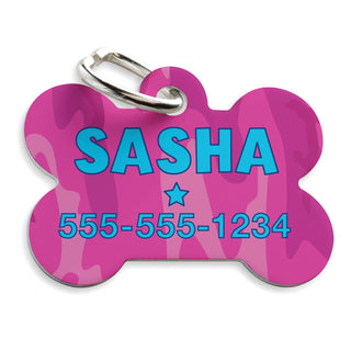 Pink camo pet tag