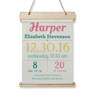 Baby Girl Personalized Hanging Canvas Banner