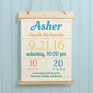 Baby Boy Personalized Hanging Canvas Banner