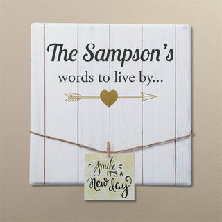 Words To Live By Personalized 12x12 Canvas With Photo Clips