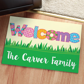 Floral Welcome Personalized Doormat