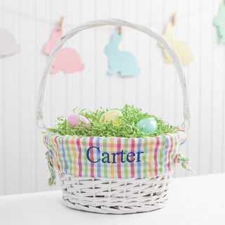 Plaid liner with name easter basket  