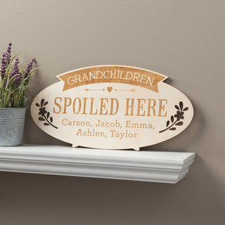 Grandchildren Spoiled Here Personalized Wood Plaque With Kids Names