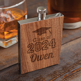 Graduation Personalized Wood Flask