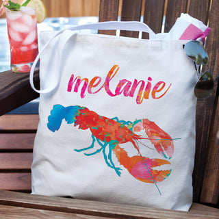 Floral Lobster Personalized Tote Bag