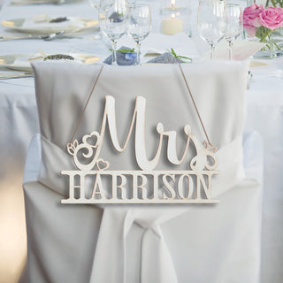 Mrs. Personalized Hanging Antique White Wood Plaque