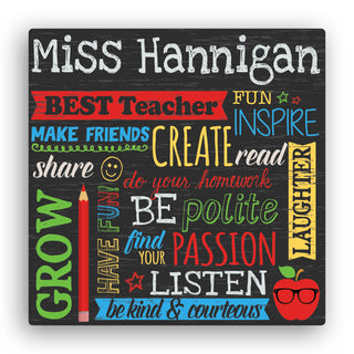 All About Teacher 16x16 Personalized Canvas