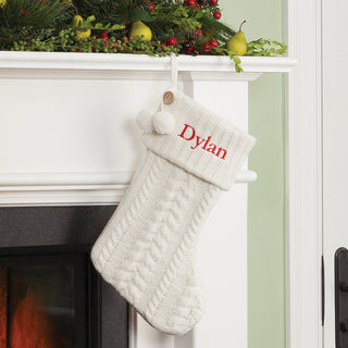 Personalized Cable Knit Stocking---White