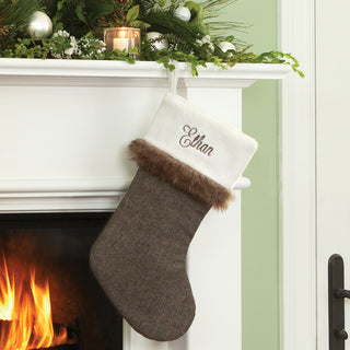 Personalized Charcoal Herringbone Stocking