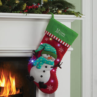 Personalized Twinkling LED Stocking - Snowman