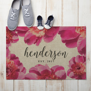 Personalized Peony Doormat - 18x27 Inch, 1/8" Thin