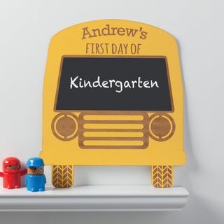 Boy School Bus Personalized Chalkboard Sign