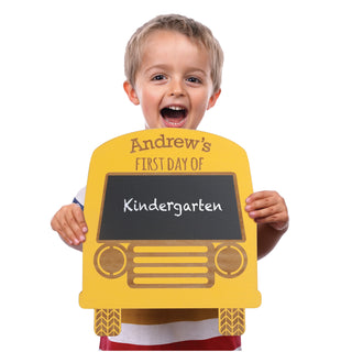 Boy School Bus Personalized Chalkboard Sign