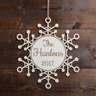 Personalized Oversized Antique White Wood Snowflake