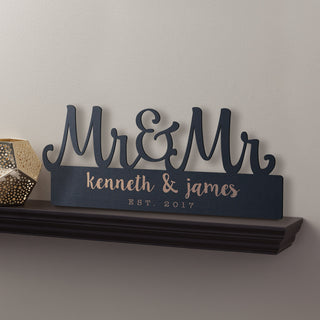 Mr. & Mr. Personalized Black Wood Plaque