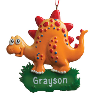 Personalized Orange Dinosaur Ornament