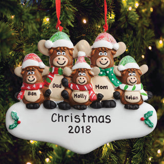 Personalized Moose Family Of Five Ornament