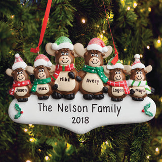 Personalized Moose Family Of Six Ornament