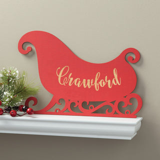 Personalized Red Wood Sleigh