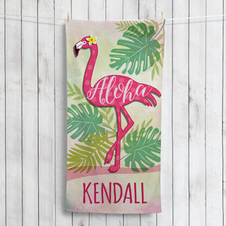 Aloha Flamingo Personalized Towel