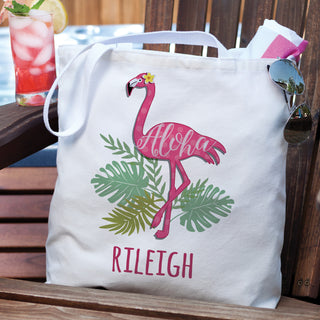 Aloha Flamingo Personalized Tote Bag