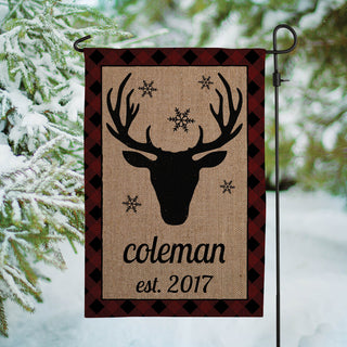 Holiday Deer Personalized Garden Flag