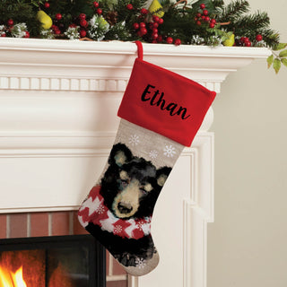 Christmas Black Bear Personalized Stocking