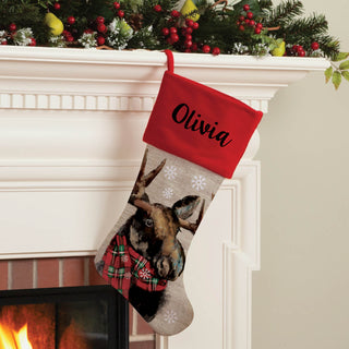 Christmas Moose Personalized Stocking